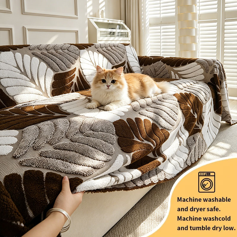 Textured Throw Natural - 1PC-Tweekleurige driedimensionale bankhoes, die een natuurlijke