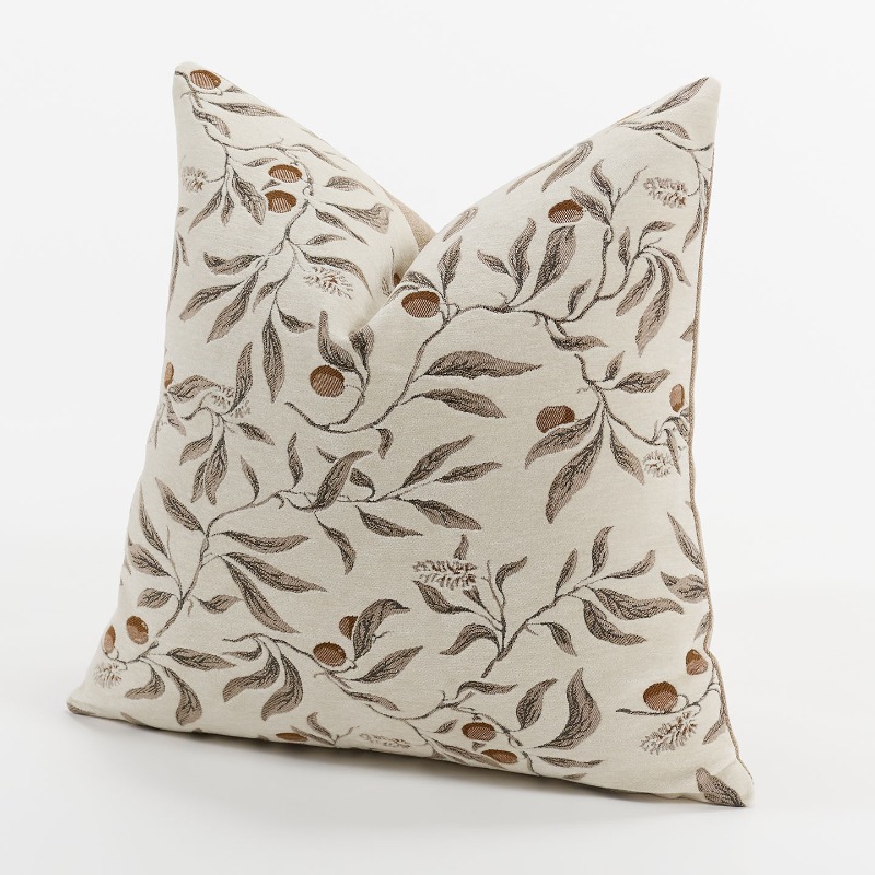 Textured Throw Natural - Kussenhoes van crème beige chenille, botanische