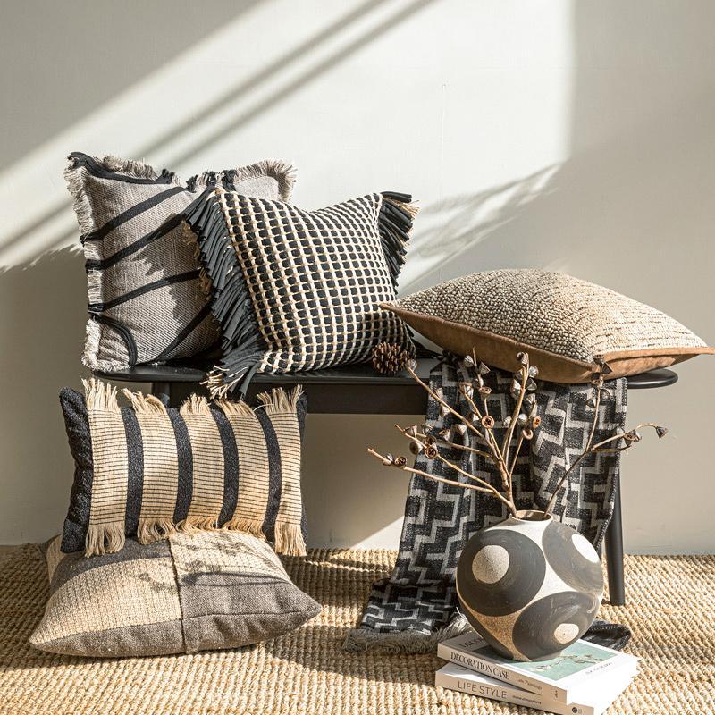 Premium dikke geweven kussenho - Textured Throw Natural recensie en prijs
