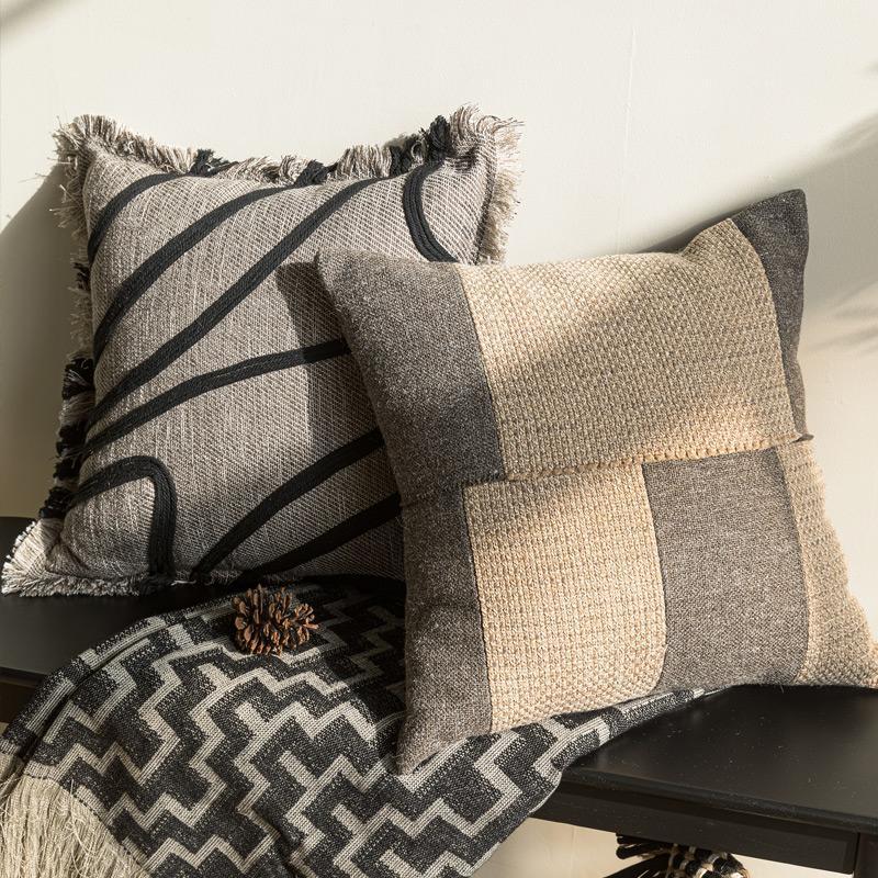 Premium dikke geweven kussenho - Textured Throw Natural recensie en prijs