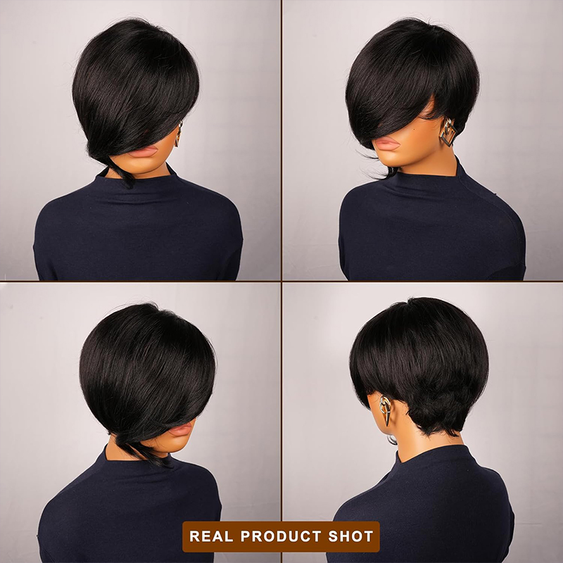 Kort Pixie Cut pruik met pony, - Textured Throw Natural recensie en prijs